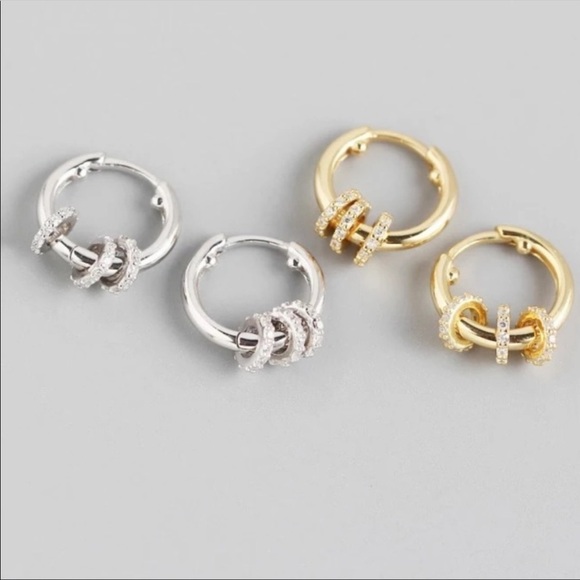 @studiogemz Jewelry - 𝅺NEW 925 Sterling Silver Small Circle Rhinestone Earrings ‼️Restocked ‼️